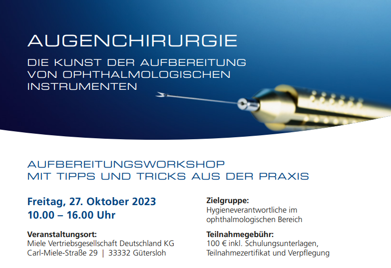 Aufbereitungsworkshop für ophthamologische Instrumente mit Tipps und Tricks aus der Praxis - 27.10.2023 in Gütersloh